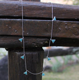 TIFFANY INSPIRED  Triangule blue cz STERLING SILVER NECKLACE