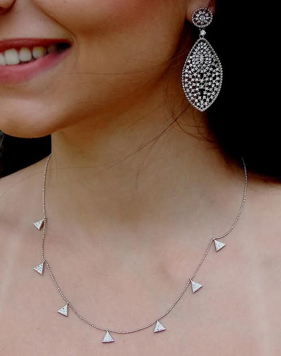 Tear drop Sterling Silver Pave Cz Earrings