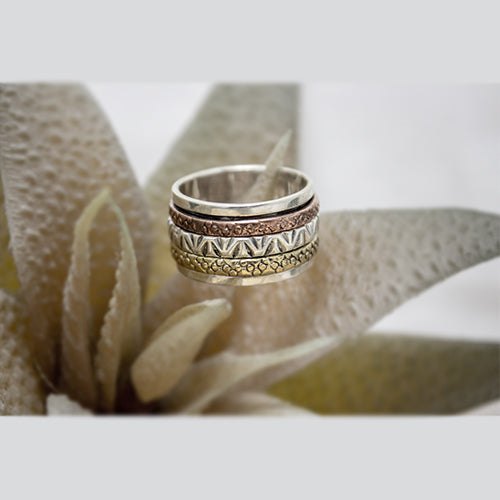 Handmade Sterling Silver Tri-Color Ring