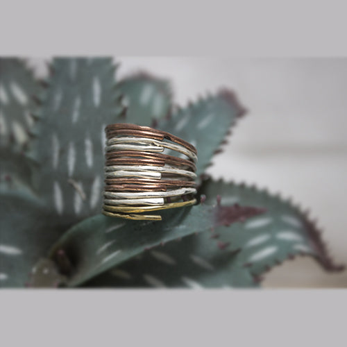 Tri-color Sterling Silver Ring