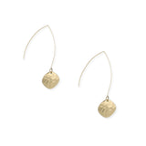 Gold Hammered Long Hook Earrings