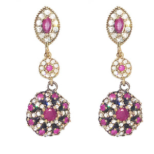Vintage Gold on Sterling Silver Genuine Stone Drop Earrings