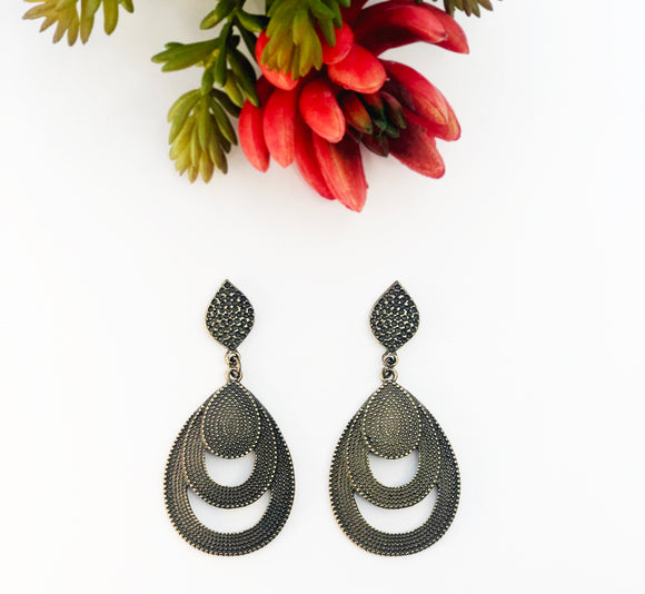 Batari Vintage Metal Tear drop Earrings