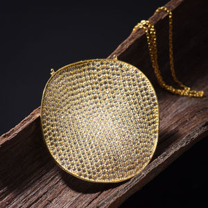Sterling Silver Medallion with Pavé Microzirconia Pendant