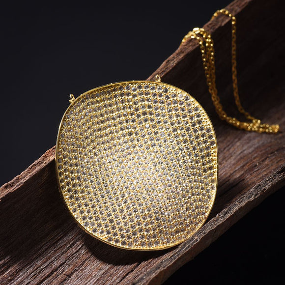 Sterling Silver Medallion with Pavé Microzirconia Pendant