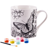 Paint Your Own Mug- White 8 Oz Porcelain Mug- Butterfly Design