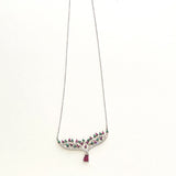 Green & Rubi Colored CZ Sterling Silver Necklace
