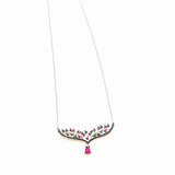 Green & Rubi Colored CZ Sterling Silver Necklace