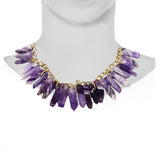 Amethyst or Citrine Genuine Stone Gold Choker - FREE SHIPPING