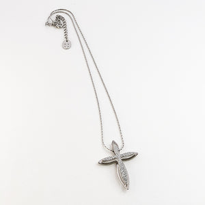 Sparkly Rhodium Plated Cross Pendant