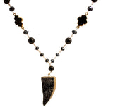 Black Onyx and Hematite Tooth Tassel
