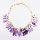 Amethyst or Citrine Genuine Stone Gold Choker - FREE SHIPPING