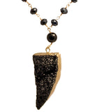 Black Onyx and Hematite Tooth Tassel