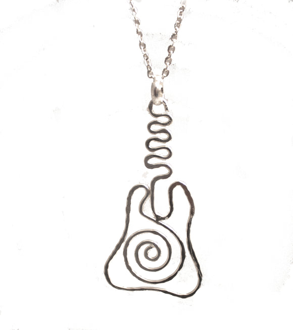 Silver Guitar Necklace