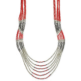 Coral Dyed Glass Bead Handmade Multistrand Necklace
