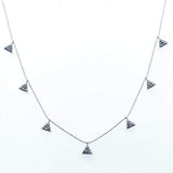 TIFFANY INSPIRED  Triangule blue cz STERLING SILVER NECKLACE