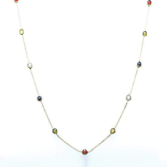 Tiffany Inspired , Colorful Crystal Sterling Silver Necklace