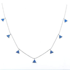 TIFFANY INSPIRED  Triangule blue cz STERLING SILVER NECKLACE