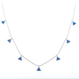TIFFANY INSPIRED  Triangule blue cz STERLING SILVER NECKLACE
