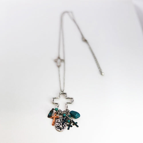 Inspirational Charm Cross Long Necklace