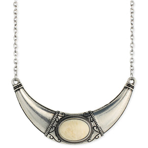 Silver & Cream Bead Bib Necklace