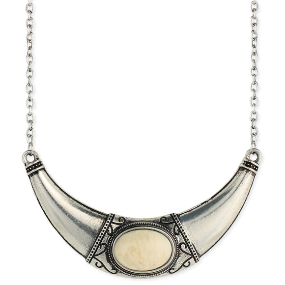 Silver & Cream Bead Bib Necklace