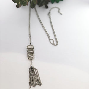 Long Metal Tassel Necklace