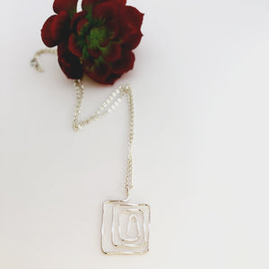Square Pendant Long Chain Necklace