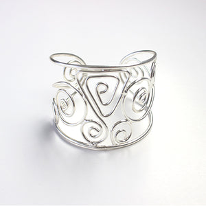 Silver-Plated Hammered Adjustable Cuff Bracelet