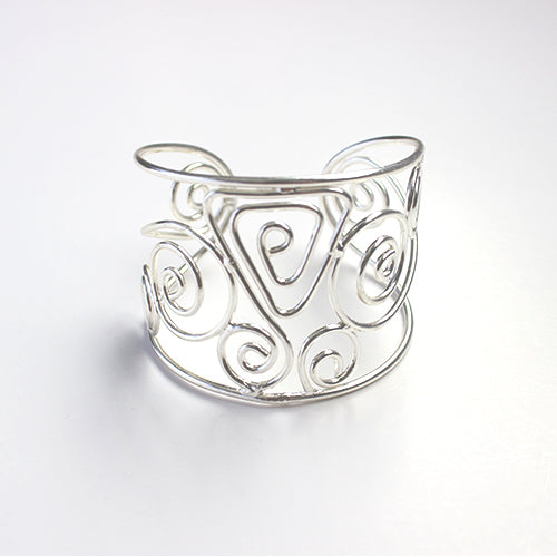 Silver-Plated Hammered Adjustable Cuff Bracelet