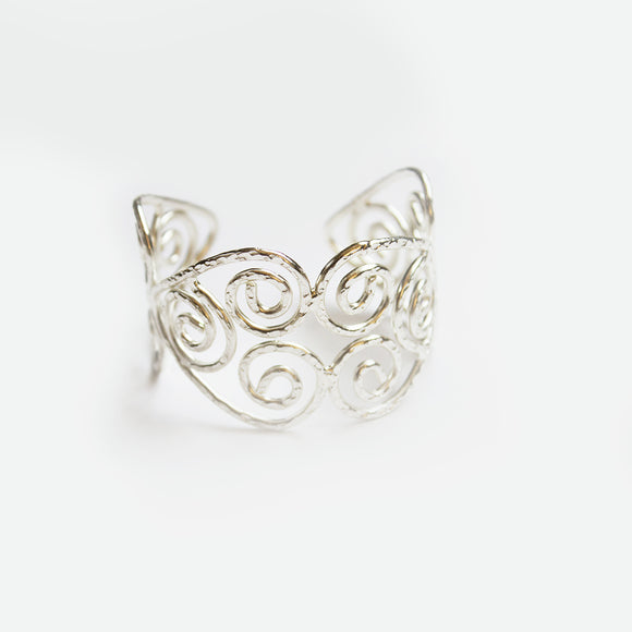 Swirl Design Sterling Silver Overlay Cuff Bracelet