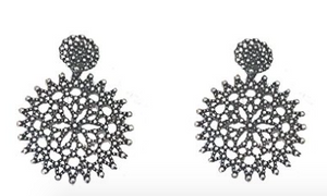 BATARI Filigree Vintage Silver Mandala Style Earrings