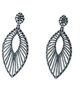 Batari Teardrop Filigree Vintage Silver Mixed Metal Earrings