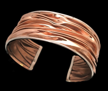 Sterling with Coppper Corrugated Wide Cuff
