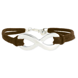 Silver Infinity Brown Leather Bracelet