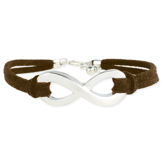 Silver Infinity Brown Leather Bracelet