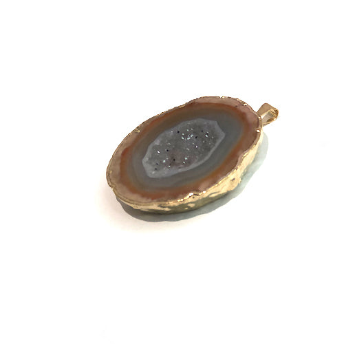 Freedom Natural Color Druzy Agate Geode Pendant