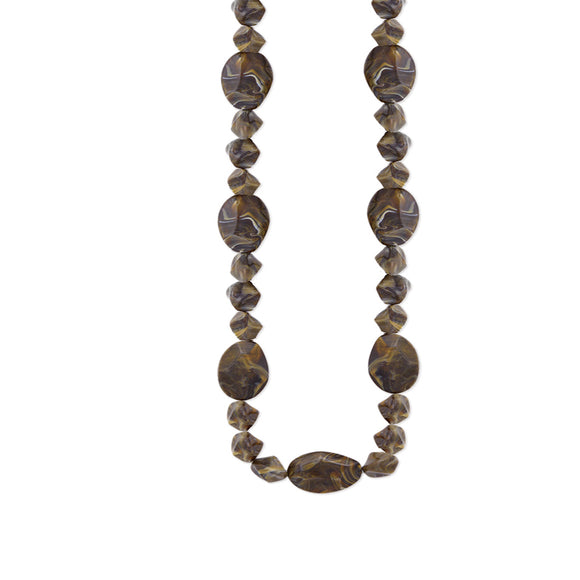 Oval Facet Marbled Endless Bead Necklace