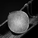 Sterling Silver Medallion with Pavé Microzirconia Pendant