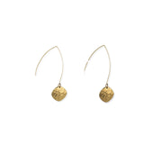 Gold Hammered Long Hook Earrings