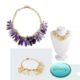 Amethyst or Citrine Genuine Stone Gold Choker - FREE SHIPPING