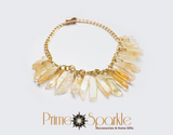 Amethyst or Citrine Genuine Stone Gold Choker - FREE SHIPPING