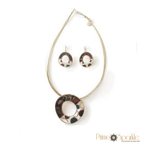 Colorful Stain Glass Necklace and Earrings Set