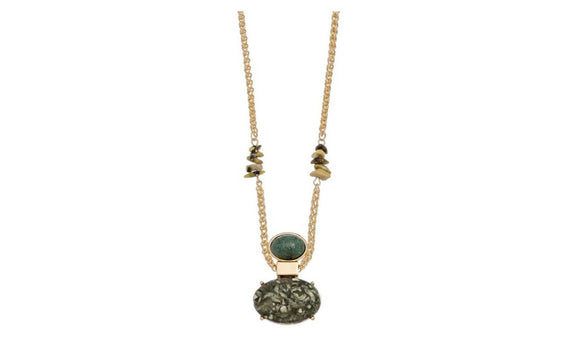 Jade Stone Gold Plated Necklace, 18″ Long