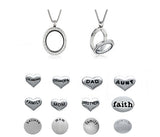 Silver Tone " Family " Charms & Locket