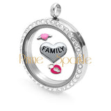 Silver Tone " Family " Charms & Locket