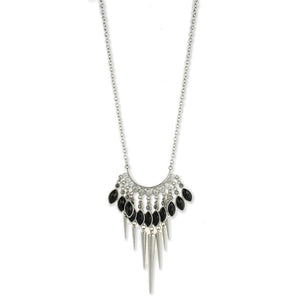 Silver tear drop black choker