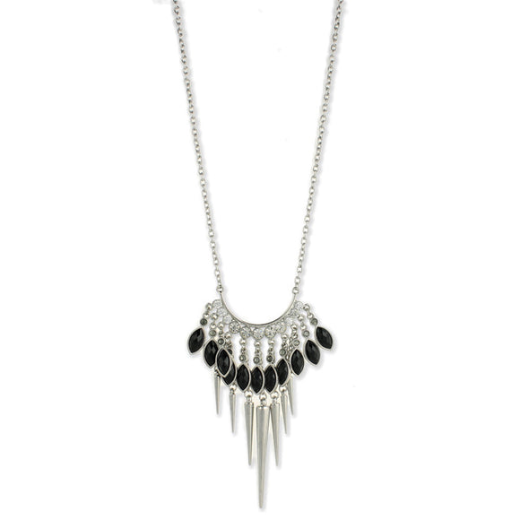 Silver tear drop black choker