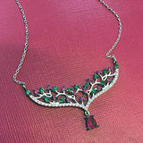 Green & Rubi Colored CZ Sterling Silver Necklace